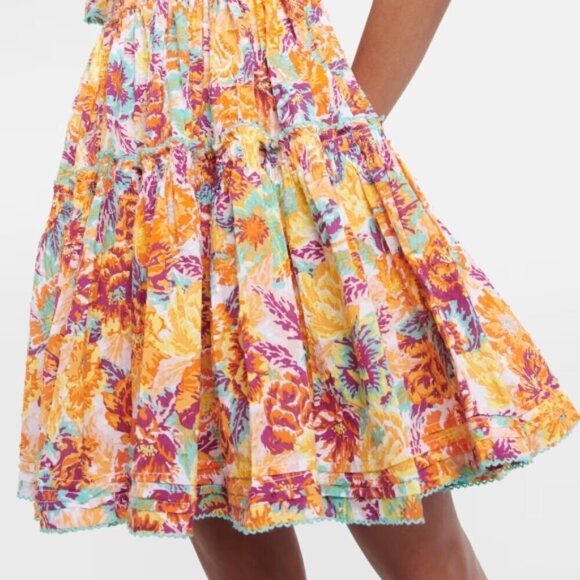 Poupette St Barth 'Aurora' Smocked Floral Mini Dress, Yellow Rugosa - Picture 4 of 4